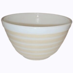 Pyrex 1 1/2 Pt. Striped Cream and White Bowl Made In USA